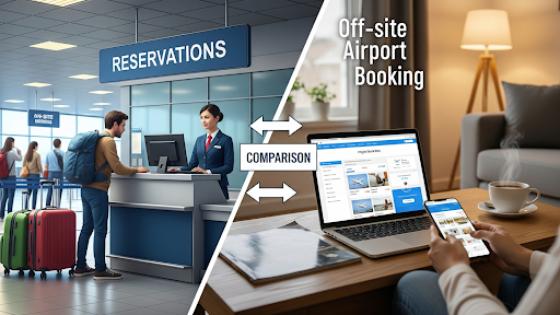 Is it better to book on-site or use off-site?