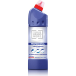 Bottle of professional toilet and bathroom cleaner with angled nozzle for easy application